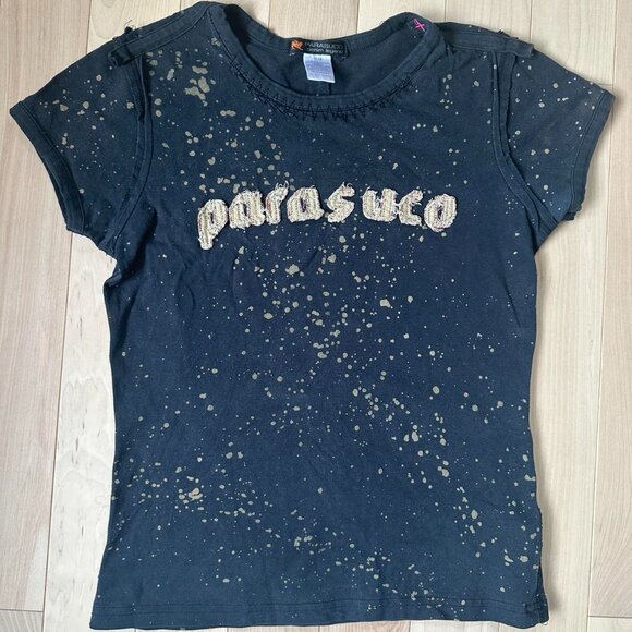 Vintage Parasuco Baby Tee – Bleach Splatter, Size M - Picture 2 of 8